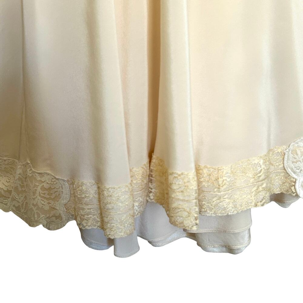 Vintage 1950s Silk Slip Dress Double Layer, Lace Hem - Picture 5 of 11